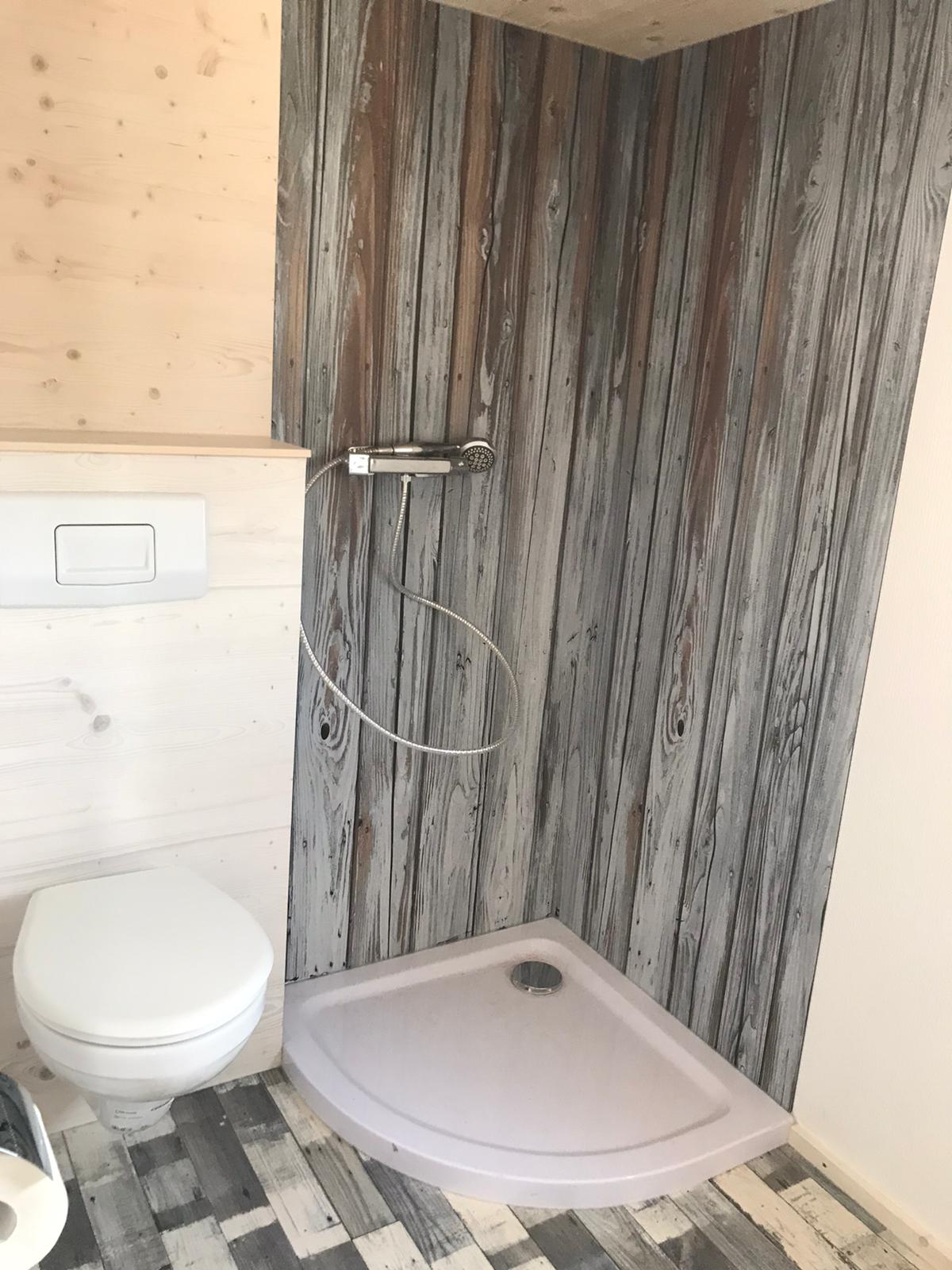 A shower in a tiny house